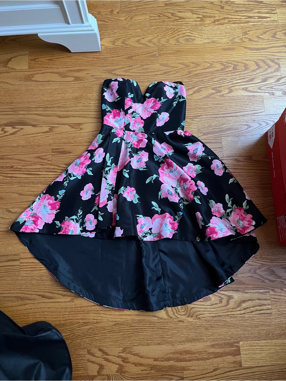 Black Floral High-Low Dress